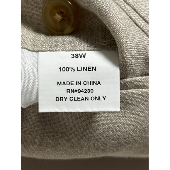 Paul Fredrick Mens 100% Linen Beige Pleated Shorts 38W‎ 10" inseam - Picture 3 of 8